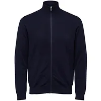 Selected HOMME Strickjacke SLHBERG FULL ZIP CARDIGAN Blau M