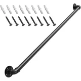 ONLT 120cm Handlauf,schwarz Vintage Schmiedeeisen Treppengeländer for den Innen Außen, Wandhandlauf Wohnung Draußen Handläufe Treppen Handlauf Geländer Bausatz Balkon Brüstung Stange
