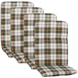 NYVI Hochlehnerauflage Hochlehner Auflagen 4er Set Hawaii Hochlehnerauflagen für Gartenstühle, (4 St), Stuhlauflagen Sitzauflagen Gartenstuhlauflagen Karo, kariert bunt|grün