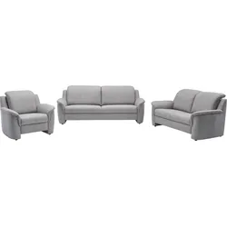 Polstergarnitur VILLA BECK "Garda", silber (32 silber), Microfaser, Kopfteilverstellung, Sitzmöbel-Sets, Kopfteilverstellung, besteht aus 2,5-Sitzer, 2-Sitzer und Sessel