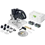 Festool SYMC 70 EB-Basic SYMMETRIC Akku Leistensäge 36 V (2 x 18 V) 216 mm + 2x Akku 8,0 Ah + Systainer