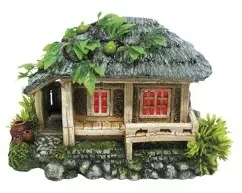 NOBBY Aqua Ornaments "HOLZHAUS" mit LED, 19 x 12,5 x 12 cm