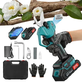 Akku Astschere Mit LCD Anzeige, Akku Gartenschere Mit Bürstenlosem Motor, Elektrische Gartenschere 25mm Schnittdurchmesser, Akku Schere Garten Mit 2 Akku 2000mAh, Akku Baumschere Garten