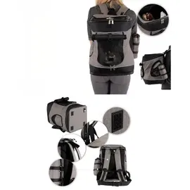 LIONTO Haustier-Rucksack 34 x 30 x 42 cm Grau/Schwarz