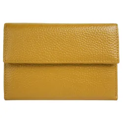 Geldbörse SAMANTHA LOOK, gelb, Leder, unifarben, leicht glänzend, modisch, Kleinlederwaren, echt Leder