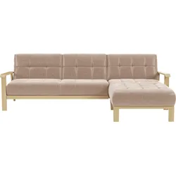 Ecksofa SIT & MORE "Billund L-Form", beige, B:264cm H:88cm T:183cm, 100% Polyester, Sofas, Armlehnen aus Buchenholz in natur, verschiedene Bezüge und Farben
