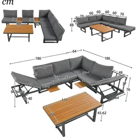 stilvora Gartenlounge-Set 3-tlg. Grau