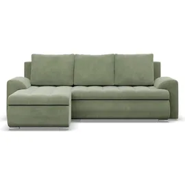 mebligo Links Ecksofa mit Schlaffunktion FORESTA, Sofa mit bettkasten Cord - Grün - Grün