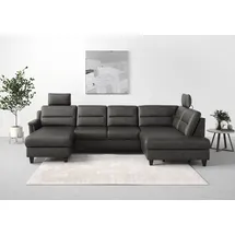 sit&more Wohnlandschaft SIT & MORE "Farö U-Form", grau (anthrazit), B:325cm H:90cm T:187cm, Sofas, Wohnlandschaft, inklusive Federkern, wahlweise mit Bettfunktion und Bettkasten