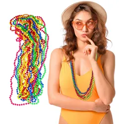 Relaxdays bunte Perlenkette 30er Set, Neon, Hippiekette, Kostüm-Accessoire, 80er Jahre Motto-Party, Karneval, mehrfarbig