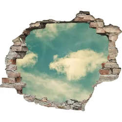 Wandtattoo QUEENCE "Wolken", blau, T:0,1cm, Wandtattoos, Wandsticker, Wandbild, selbstklebend, 3D, Wanddurchbruch