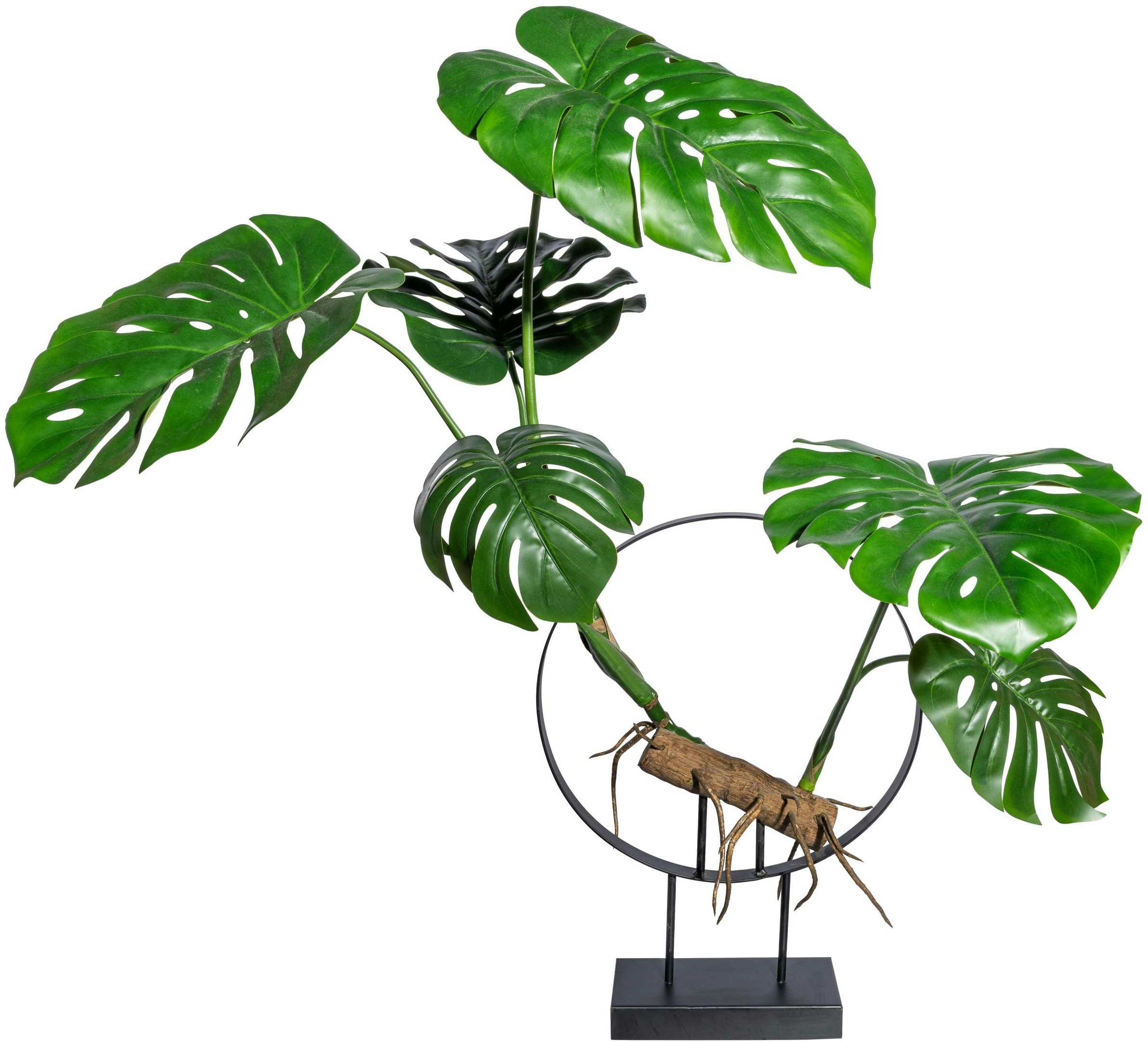 CREATIV green Dekoobjekt mit künstlicher Pflanze Splitphilodendron auf Metallständer