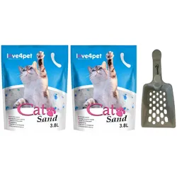 Cat Sand Silikon Katzenstreu 2x3,8l + Schaufel für Streu GRATIS!