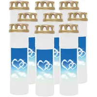 HS Candle Grabkerze mit Motiv 100h Brenndauer (9-tlg), Ø7xH25 cm, Grabkerze mit Motiv im 1er, 3er, 6er, 9er Pack weiß