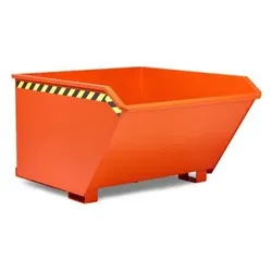 Kippbehälter aus Stahl, 750 Liter Volumen, orange