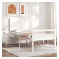 vidaXL Bett Seniorenbett mit Kopfteil 100x200 cm Weiß Massivholz weiß 200 cm x 100 cmvidaXL