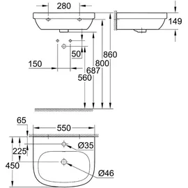 Grohe Euro Keramik Waschtisch 55 x 45 cm (39336000)