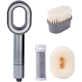 ideoon Ideoon, Duschbrause, 3-in-1 Duschkopf mit Bürste, Schwamm und Wasserspar Funktion - 2 x Premium-Wasserfilter - Wellness Brause für Ihr Spa-Erlebnis