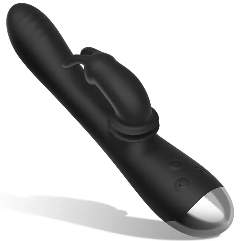 BLACK&SILVER - DJ. Adam wiederaufladbarer Rabbit Stimulator aus Silikon Schwarz
