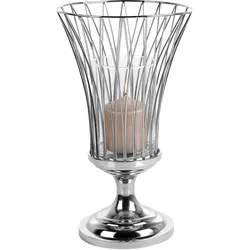 Windlicht FINK "ALLEGRA", silber (silberfarben), H:43cm Ø:25cm, Edelstahl, Glas, Kerzenhalter, Kerzenhalter aus Edelstahl und Glas