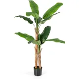 Costway 165 cm Kunstpflanze Tropische Palme Zimmerpflanze mit 10 Blättern