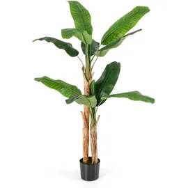 Costway 165 cm Kunstpflanze Tropische Palme Zimmerpflanze mit 10 Blättern