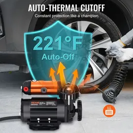 Vevor 12V Auto-Kompressor 150PSI Luftkompressor 3,5CFM(100L/Min) Auto Reifenfüller mit Wärmeschutz Luftpumpe inkl. 3m Netzkabel und 5,5m Luftschl...