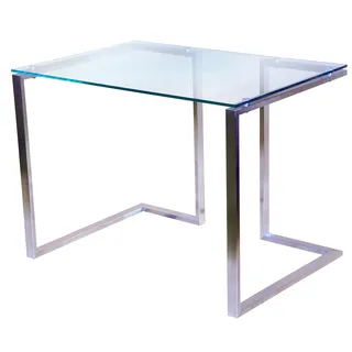 CHYRKA® Bürotisch Computertisch Beistelltisch Edelstahl Schminktisch Moderne Design Glas Schreibtisch (120x60 cm)