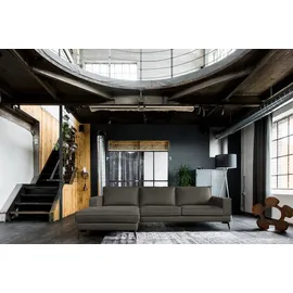 KAWOLA Sofa BLOOM Recamiere links Leder grau - Grau