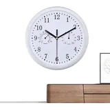 Streysisl Gartenuhr Wetterfest Outdoor, 10 Zoll Außenuhren Wetterfest Mit Thermometer Und Hygrometer, Funk-Wanduhr Schwarz Weiß, Badezimmer Uhren Funk Wasserdicht Für Terrasse