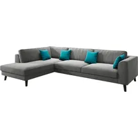 INOSIGN Ecksofa Laurentia, L-Form, mit 4 Zierkissen, Ottomane links oder rechts bestellbar grau