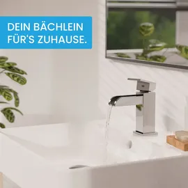 Bächlein Badarmatur Sotira fürs Bad in Bachlauf-Design, Einhebelmischer mit langlebiger Keramikkartusche und Montage-Set, Bad Wasserhahn Chrom