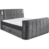 ed exciting design Boxspringbett ED EXCITING DESIGN "Dallas", grau (anthrazit, salvador 15 anthrazit), B:186cm L:244cm, 100% Polyester, Komplettbetten, Boxspringbett, inkl. Topper, LED-Beleuchtung, TV Halterung und zwei Bettkästen