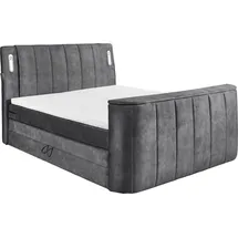 ed exciting design Boxspringbett ED EXCITING DESIGN "Dallas", grau (anthrazit, salvador 15 anthrazit), B:186cm L:244cm, 100% Polyester, Komplettbetten, Boxspringbett, inkl. Topper, LED-Beleuchtung, TV Halterung und zwei Bettkästen