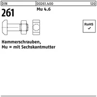 Industrial Quality Supplies DIN 261 Hammerkopfschraube M16x70 Stahl 4.6