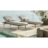 LIVING ZONE Confort Sun Lounger Gartenliegen-Set, mondgrau/anthrazit, Alu/Polyester, verstellbar, wetterbeständig, inkl. Kissen