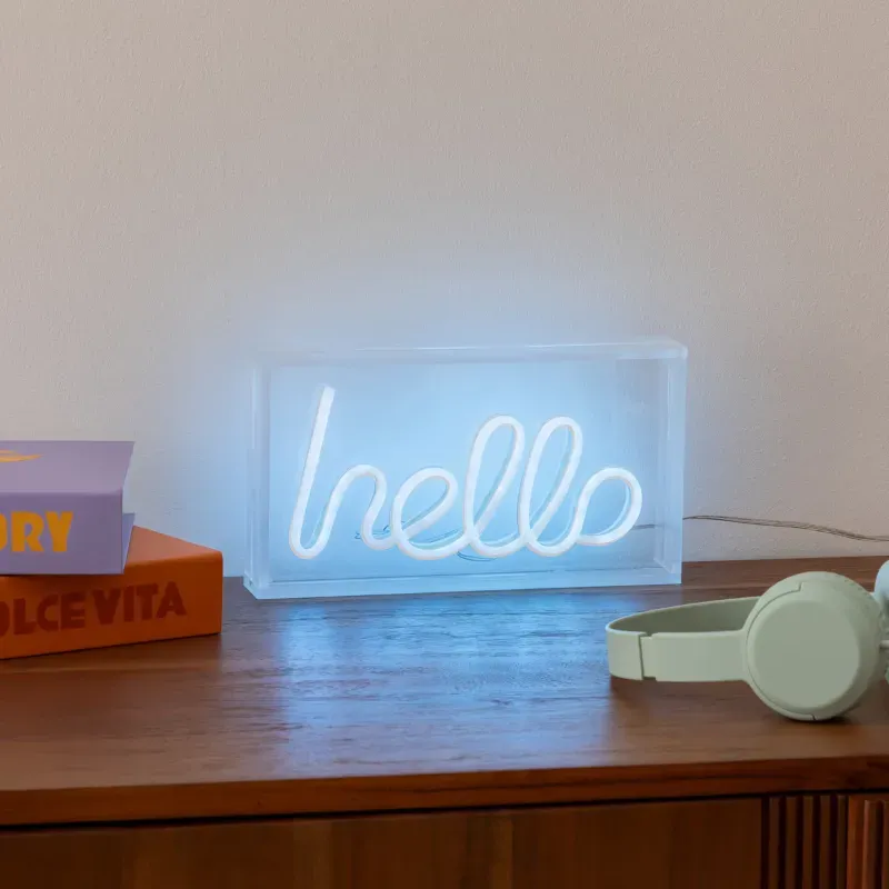 Atmosphera Hello LED Neon Tischleuchte 23 x 4 x 12,5 cm blau