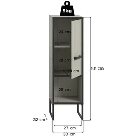 xonox.home Standschrank Bagno 30 x 101 x 32 cm Grau/Schwarz