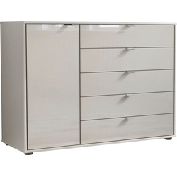 Kombikommode WIEMANN "Quito", grau (champagner, dekor, glas champagner), B:120cm H:86cm T:43cm, Holzwerkstoff, Floatglas, Sideboards