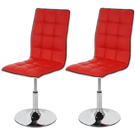 Mendler 2er-Set Esszimmerstuhl HWC-C41, Stuhl Küchenstuhl, höhenverstellbar drehbar, Kunstleder FSC®-zertifiziert ~ rot