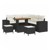 vidaXL Garten-Sofa-Set mit Kissen Schwarz Creme 90 x 55 x 71 cm