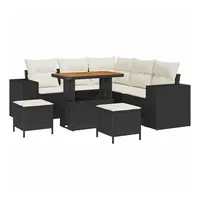 vidaXL Garten-Sofa-Set mit Kissen Schwarz Creme 90 x 55 x 71 cm