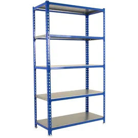 Simonrack Schwerlastregal, Lagerregal, 200x110x40 cm, Metallregal, Kellerregal, Biegestelle 200 kg, 5 Fachböden, Blau/Verzinkt - Simonclick