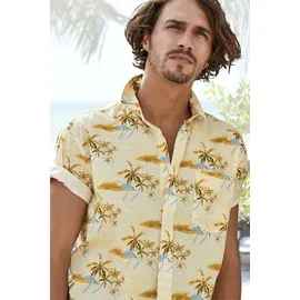 Beachtime Hawaiihemd »Regular fit«, Kurzarm, Freizeithemd mit Palmenprint, reine Baumwolle, Gr. S (37/38) N-Gr, gelb-bedruckt, , 67866348-S N-Gr