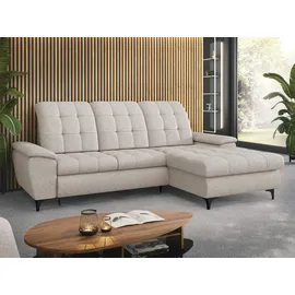 Mirjan24 Ecksofa Crystal, Eckcouch mit Bettkasten und Schlaffunktion, Wellenfeder, L-Form (Farbe: Neve 03, Seite: Rechts) - Couches, Wohnlandschaften, Ecksofas