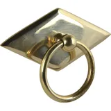 SCHÖRGHOFER & FREHE Hängegriff Karo mit Schild & Frehe Möbelgriff Landhausstil - Klappgriff - Schubladengriff Ringgriff 68x35mm, Messing poliert
