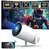 Mini Beamer mit 4K 1080-Unterstützung Tragbarer Projektor mit 180°-Drehung 130-Zoll-Bildschirm Filmprojektor Automatische Trapezkorrektur Kompatibel mit Computern, Mobiltelefonen, Heimkinovideos