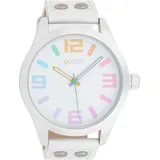 Oozoo Basic Line Armbanduhr C1085 Bunt Lederband Weiss 46 mm