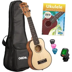 Cascha 2149 Solid Top Sopran Ukulele Bundle