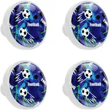 KoIjYtI 4Er Set Möbelknöpfe Kinderzimmer Set Fußball Fußball Süß Schubladenknöpfe Kinderzimmer Personalisierter Druck, Einzigartig Möbelknäufe 35x28mm